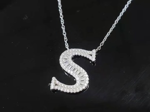 Fashion Jewelry Baguette Cut Diamonds CZ <strong>Initial</strong> Letter S Pendant Choker <strong>Necklace</strong> Custom Name <strong>Charm</strong> Women <strong>Necklace</strong> - Product Image 5