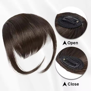 <span class=keywords><strong>Frange</strong></span> droite synthétique naturelle, effet cheveux humains, en fibre haute température, marron, pour femme, à clipser, pleine <span class=keywords><strong>frange</strong></span> - Product Image 5