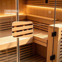 Cabine de sauna extérieure en bois avec banc et poêle infrarouge pour jardin