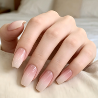 24 faux ongles ballerine rose ombré en ABS, pose rapide, qualité salon, design élégant pour femme