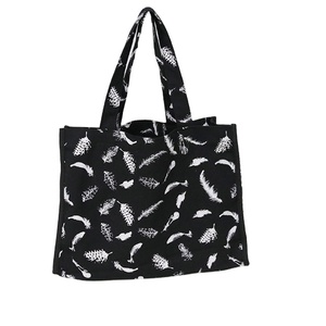 FULAIYA FLY-C00345 Bolsas de Lona Personalizadas Reciclables con Estampado de Plumas Negras, Asa de Hombro, Cierre Abierto para - Product Image 1