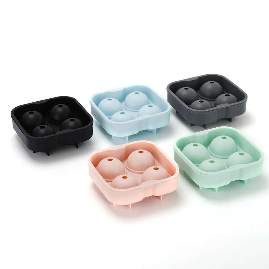 Bốn lỗ Silicone Ice Hockey khuôn nhanh chóng đóng băng 2 trong 1 vòng Ice Cube khay khuôn