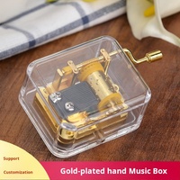 Mini cassette de musique acrylique à manivelle or printemps bricolage décoration ornements pour la maison