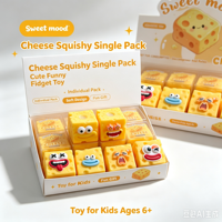 Jouet Squishy en forme de bloc de fromage avec visage amusant, jouet sensoriel anti-stress à presser, cadeau pour enfants, lot en boîte de présentation en gros