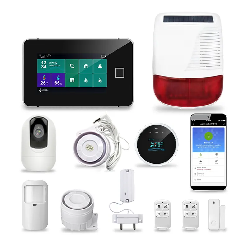 12 languages switch menu touch screen app command wireless smart secure alarm system via smartphone