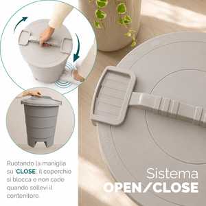 Poubelle à déchets de jardin 50 litres gris clair avec couvercle rotatif pour usage extérieur - Product Image 5
