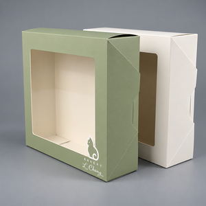 Boîte à gâteau carrée en carton personnalisée avec fenêtre transparente, emballage de boulangerie écologique - Product Image 5