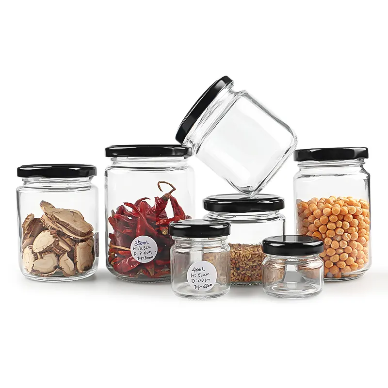 All size empty 30ml - 1000ml glass jam honey jars with gold tinplate lid