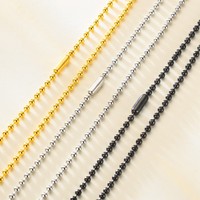Vente en gros de haute qualité 2.40mm perlé or argent noir longueur personnalisée couleur chaîne boule en acier inoxydable avec connecteur fermoir
