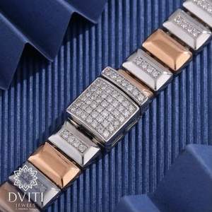 Pulsera de Eslabones con Dijes de Plata de Ley 925 en Dos Tonos, Oro Rosa y Plata, para Mujer, 24GM, 92.5% Pura, de Dviti Jewels - Product Image 2