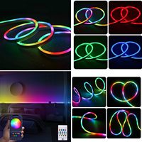 Ruban lumineux néon RGB à changement de couleur avec contrôle par application, étanche IP67, éclairage LED synchronisé avec la musique pour la décoration murale et de chambre