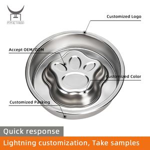 Ciotola per cani in acciaio inossidabile per cuccioli con piastra per gatti in acciaio lento con 2 tazze di capacità antiscivolo - Product Image 3