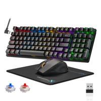 Yeni oyun kablosuz mekanik klavye ve fare Combo RGB arkadan aydınlatmalı USB arayüzü ile tak & çalıştır için bilgisayar masaüstü