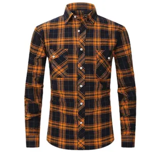 Approvisionnement d'usine dernière vente chaude mans chemise en flanelle design de mode à carreaux multi couleurs chemises en flanelle à manches longues pour hommes