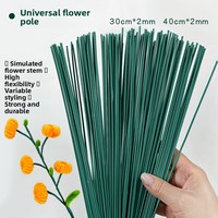 Batang Bunga Kawat Hijau No. 2 Cabang Bunga Buatan Fleksibel dan Tahan Lama 40cm 30cm Bahan Pembuatan Seni Berlapis Kulit