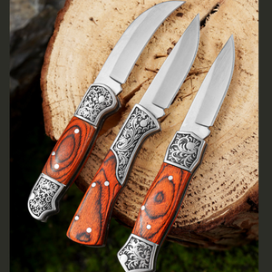 Mini Cuchillo Plegable de Bolsillo para Caza, con Mango de Madera y Hoja de Acero Inoxidable, sin Bloqueo, con Patrón en Relieve, para Supervivencia en Campamentos al Aire Libre - Product Image 5