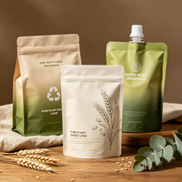 Sachet souple réutilisable avec bec verseur pour jus, gelée et liquides, finition mate dépolie, qualité alimentaire, 100ml 200ml, vente en gros