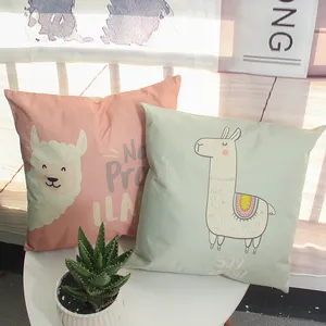 OEM design Animal alpaca decorative pattern throw pillow flax linen cushion cover throw pillow case