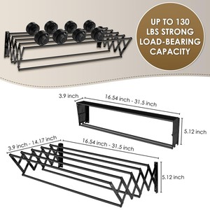 Séchoir à linge mural pliable Porte-serviettes à linge peu encombrant <span class=keywords><strong>pour</strong></span> salle <span class=keywords><strong>de</strong></span> bain et salon - Product Image 2