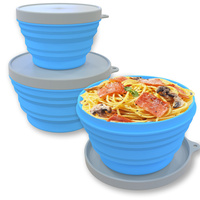 Ensemble de contenants alimentaires pour la cuisine, bol pliable en silicone réutilisable avec couvercle, boîte à lunch pliable pour enfants et école