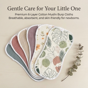 Kain Serbet Muslin 6 Lapis untuk Bayi Baru Lahir, Handuk Bersendawa Lembut dan Menyerap, Bentuk Kacang Figur-8, Kain Lap Muntah untuk Menyusui Bayi - Product Image 3
