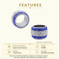 Bague en diamant bleu, plaquée or blanc sur cuivre, bijoux en cristal et strass, bague tendance de luxe pour femmes
