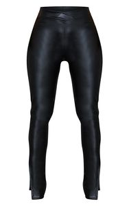 KY Nouveau Design Designer Faux Pantalon Serré En <span class=keywords><strong>Cuir</strong></span> Shaper PU V AVANT RUCHED BUM SPLIT HEM PANTALON - Product Image 3