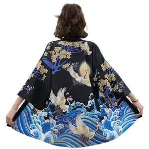 Shenman cardigã feminino kimono, com cinto haori, blusa feminina, tradicional japonesa