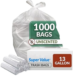 White <b>Transparent</b> Color 13 Gallon Trash <b>Bags</b> 1000 Count Bulk Tall Kitchen Can Liners Garbage <b>Bags</b> Factory EXW Price - Product Image 5