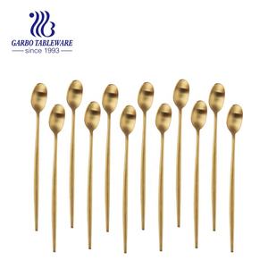 Jieyang usine personnalisé couverts en acier inoxydable <span class=keywords><strong>Portugal</strong></span> Style mat fini or Royal Long manche café Latte cuillère - Product Image 2