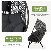 Chaise longue d'extérieur avec repose-pieds Meubles de terrasse à assise profonde Chaise de patio en rotin surdimensionnée en osier Chaise œuf de jardin à double siège