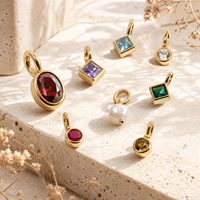 Breloque en acier inoxydable avec zircon taille princesse, formes variées, douze pierres, bijoux de naissance personnalisés, OEM