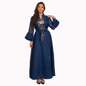 2023 새로운 제품 핫 세일 중동 이슬람 자수 여성 드레스 동남 아시아 두바이 가운 제조 도매