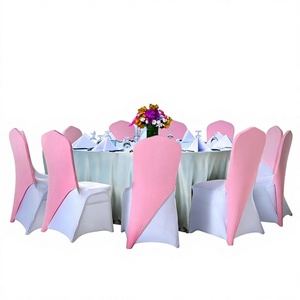 Housse de chaise extensible en spandex rose pour la moitié du dossier, idéale pour les mariages, banquets, hôtels et événements (vente en gros) - Product Image 1