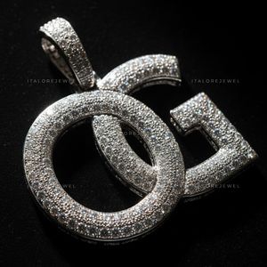 Colgante de Letra con Monograma OG de Plata de Ley 925 y Moissanita, Chapado en Oro, Estilo Hip Hop, para Fiesta, Unisex, Elegante y con Encanto - Product Image 5