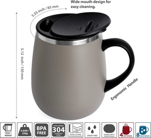 Taza de Acero Inoxidable de Doble Pared, Aislada al Vacío, con Asa, para Café, de Moda - Product Image 5