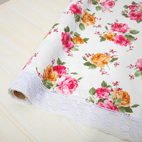 Nappe carrée en PVC imperméable à imprimé floral et dentelle, gaufrée, pour la maison, les fêtes, les mariages et les banquets
