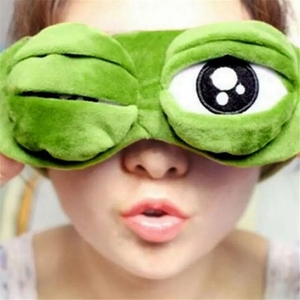 Weiche Plüsch-Schlafmaske Reise Traurige Frosch-Augenmaske gepolsterte Ruhe-Hilfs-Augenmaske 3D Augenbinde Kind Erwachsene Augenpatch entspannendes Massage - Product Image 1