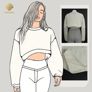 Customizzazione della consapevolezza del marchio <span class=keywords><strong>di</strong></span> peso medio in cotone francese Terry squadrato oversize Slouchy CROP tracolla felpa da <span class=keywords><strong>donna</strong></span> - Product Image 1