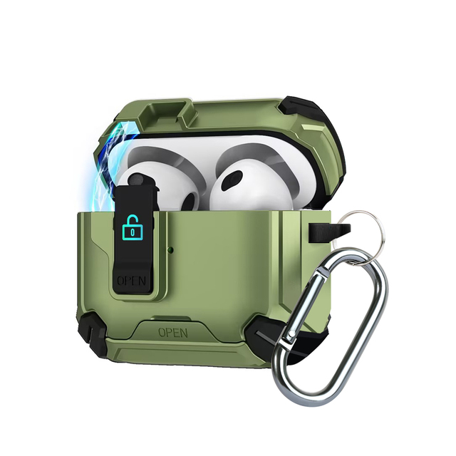 Secure Lock with Keychain Kickstand Holder Earphone Case for AirPods Pro 2/AirPods 4 Cover Shockproof Earbuds Case