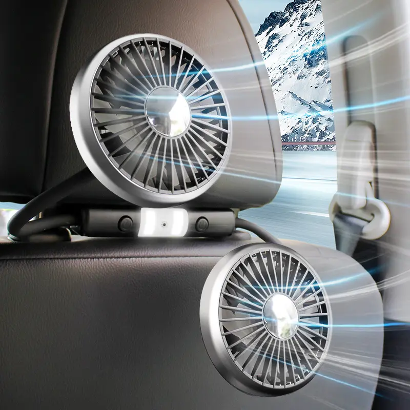 2024 nuevo ventilador de ventilación para coche, Mini ventilador USB con dos cabezales para asiento trasero de coche, accesorios para coche