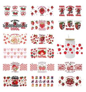 35000 + haute qualité 16OZ fraise UV Wrap transfert dessin animé fraise gâteau UV DTF tasse Wrap autocollants pour tasse - Product Image 1