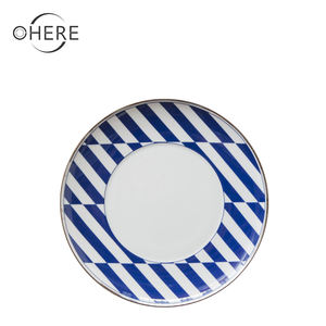 Ohere estilo japonés Retro creativo azul rayas hueso China restaurante Pizza plato principal platos para boda y fiesta conjuntos - Product Image 4