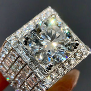 خاتم خطوبة رجالي ماسي 6.06 قيراط 14 قيراط/18 قيراط ذهبي على طراز الهيب هوب طقم سوار زفاف غير مرئي له ، معتمد من GIA - Product Image 3