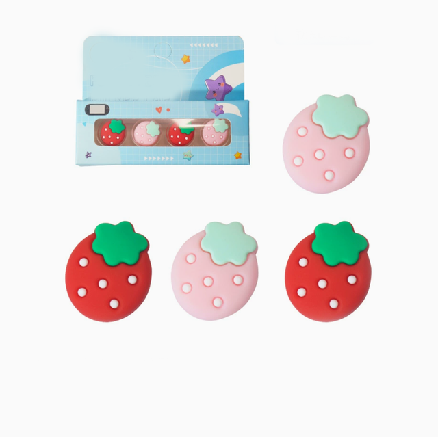 Cute Strawberry Silicone Thumb Grips & Button Protectors for PSV 1000 2000 Anti-Slip Gamepad Joystick Caps