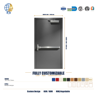 Porte d'urgence compacte en acier gris, résistante à l'humidité, ignifugée, barrière anti-feu pour sous-sol, usage intensif