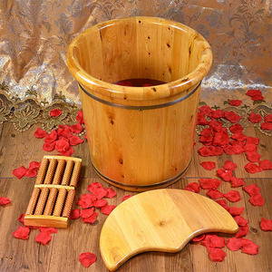 Bassin de pédicure bureau à domicile en bois pied spa baignoire seau bassin de pédicure avec rouleau masseur de pieds et couvercle - Product Image 5