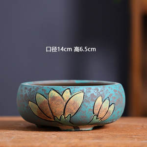 Vente en gros de pots à succulentes en céramique de style coréen peints à la main, pots en argile noire, <span class=keywords><strong>poterie</strong></span> grossière, jardinières spéciales - Product Image 2