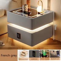 Table de chevet moderne à 2 tiroirs en bois massif avec lumière LED Table de chevet intelligente pour meubles de chambre à coucher Vente en gros pour appartements
