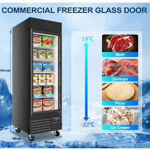 Congélateur vertical commercial à porte vitrée, réfrigérateur de présentation profond pour supermarché, restaurant, stockage d'aliments surgelés - Product Image 1